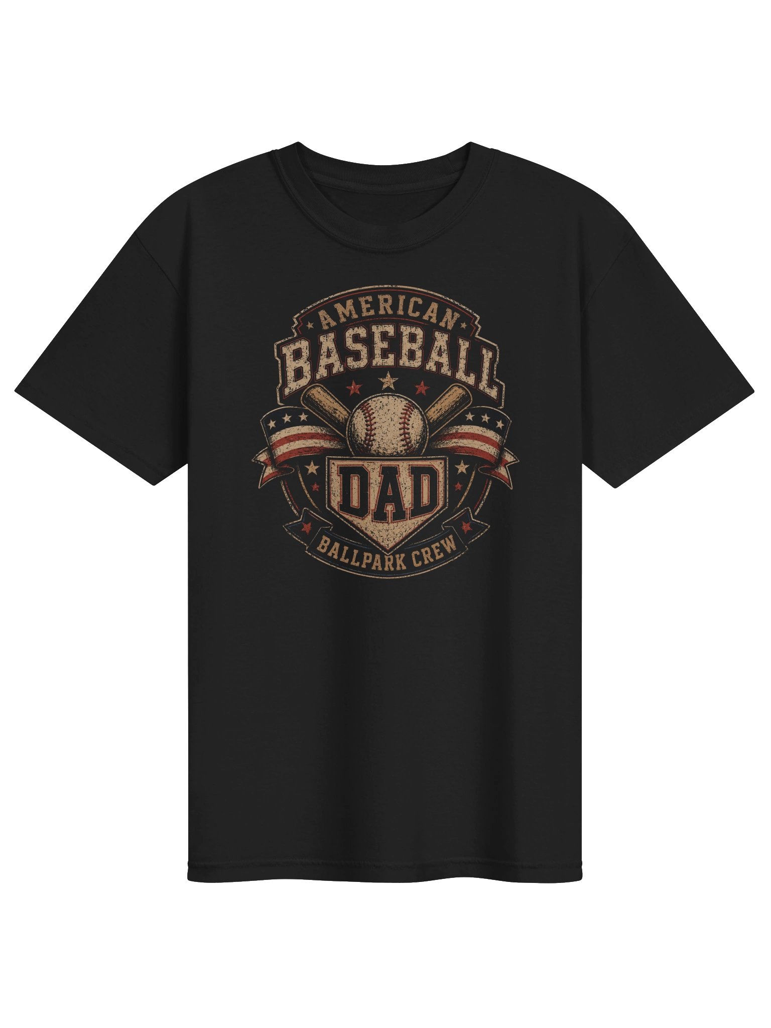 American Baseball Dad T-Shirt | Vintage Patriotic Ballpark Tee product image (1)