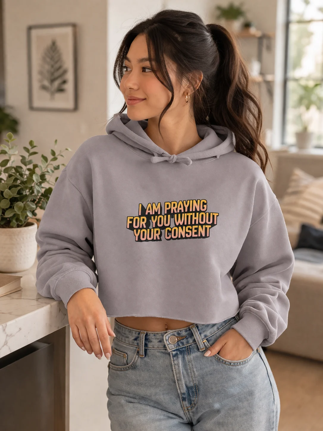 I Am Praying for You Without Your Consent - Cropped Hoodie product image (1)