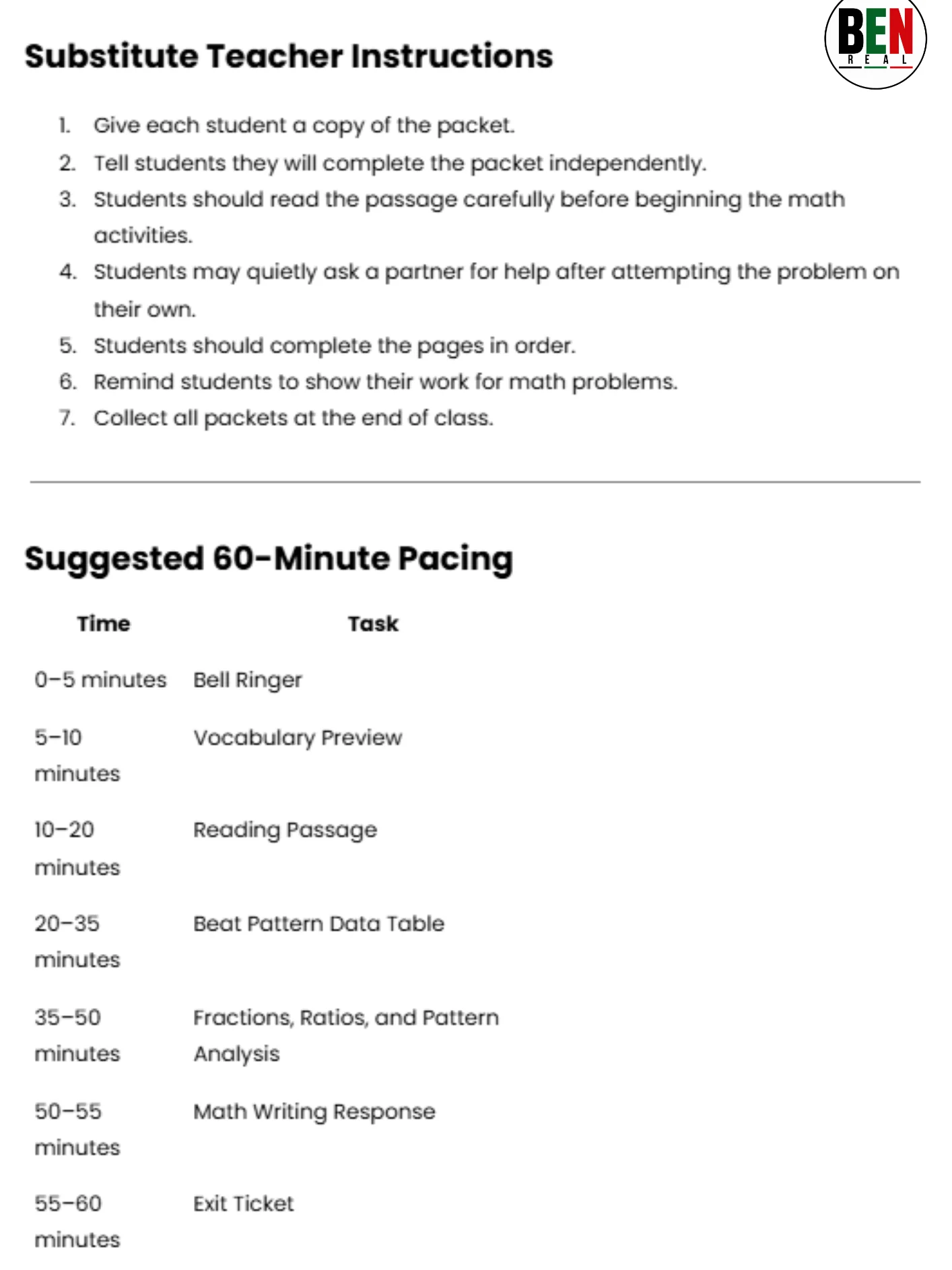 Black History 365 Sub Plan: Hip Hop Data Lab: Beats, Fractions, and Patterns| Middle School Math| 60-Minute Lesson product image (3)