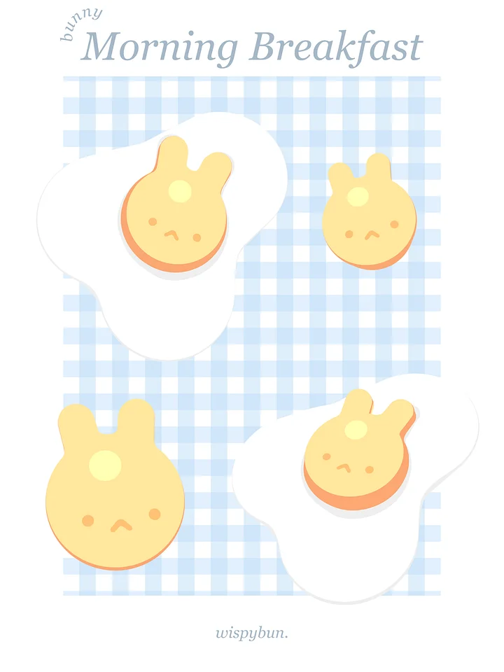 Bunny Morning Breakfast (Blue) Print product image (1)