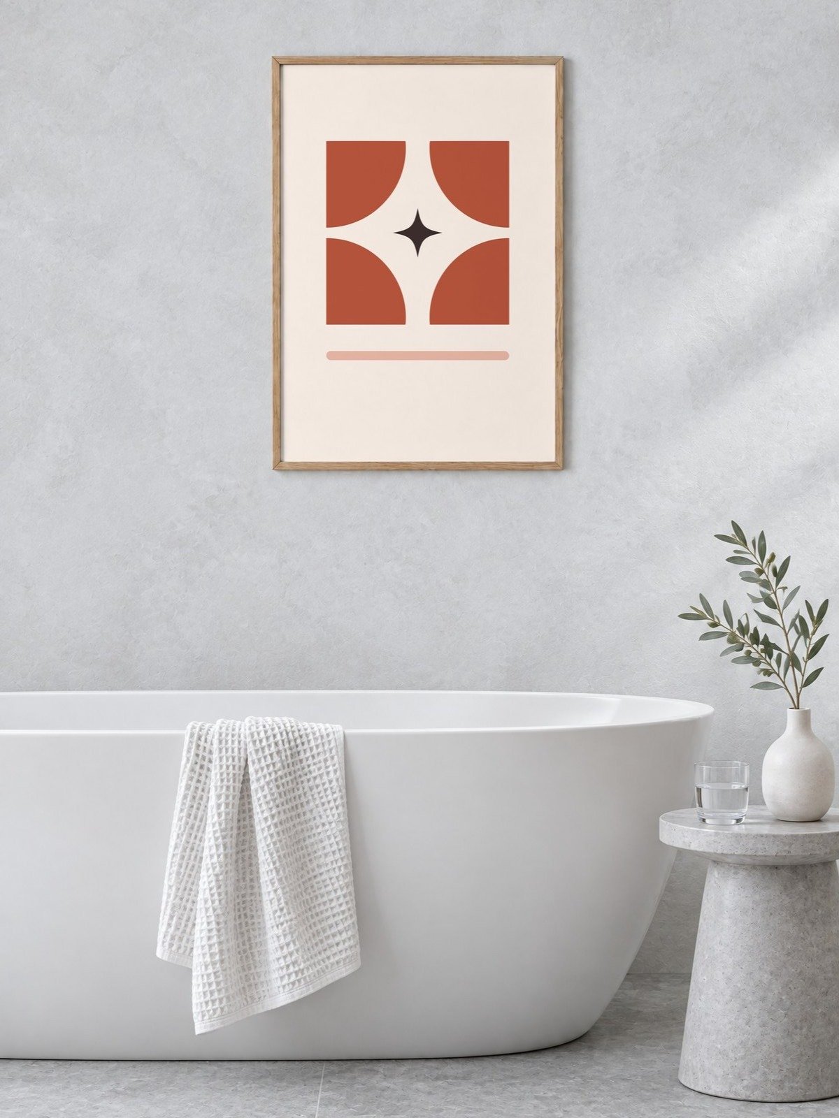 Rust Star Geometric Print | Mid Century Bathroom Wall Art product image (2)