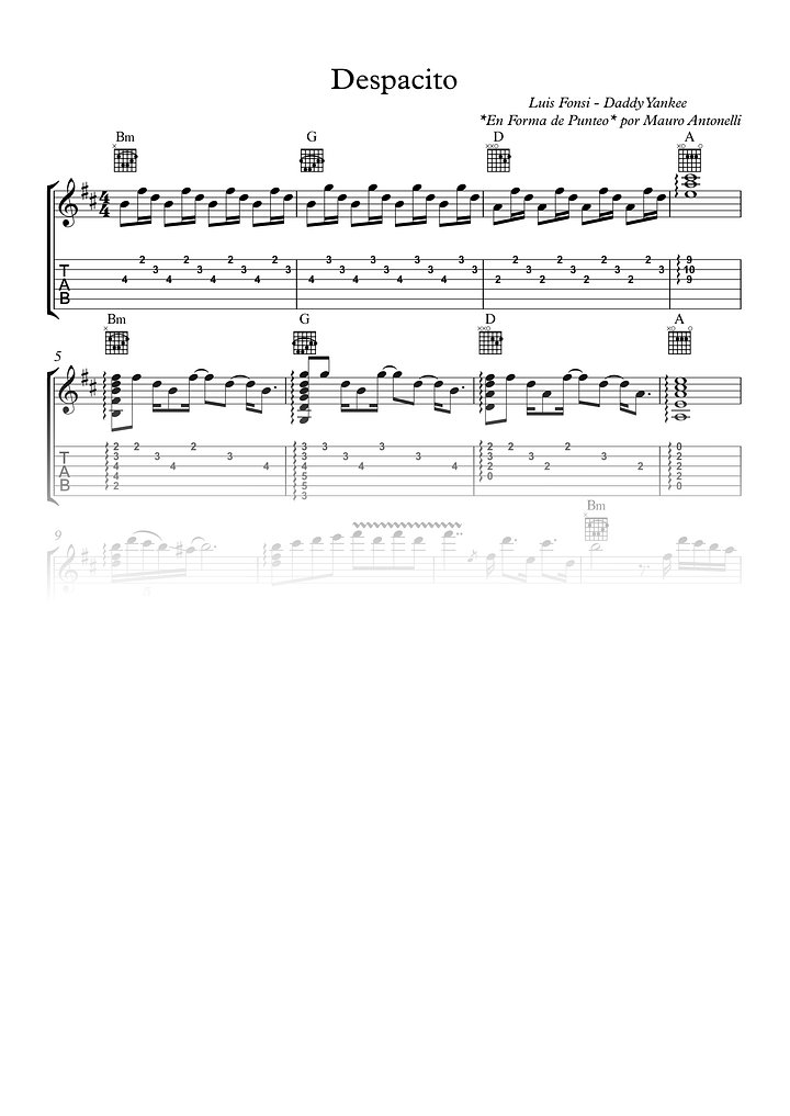 Despacito - Partitura + Tab + Acordes product image (1)