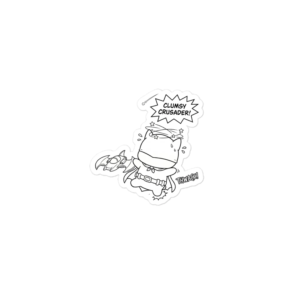 Clumsy Crusader – Kawaii Bat-Cat Vinyl Sticker product image (1)
