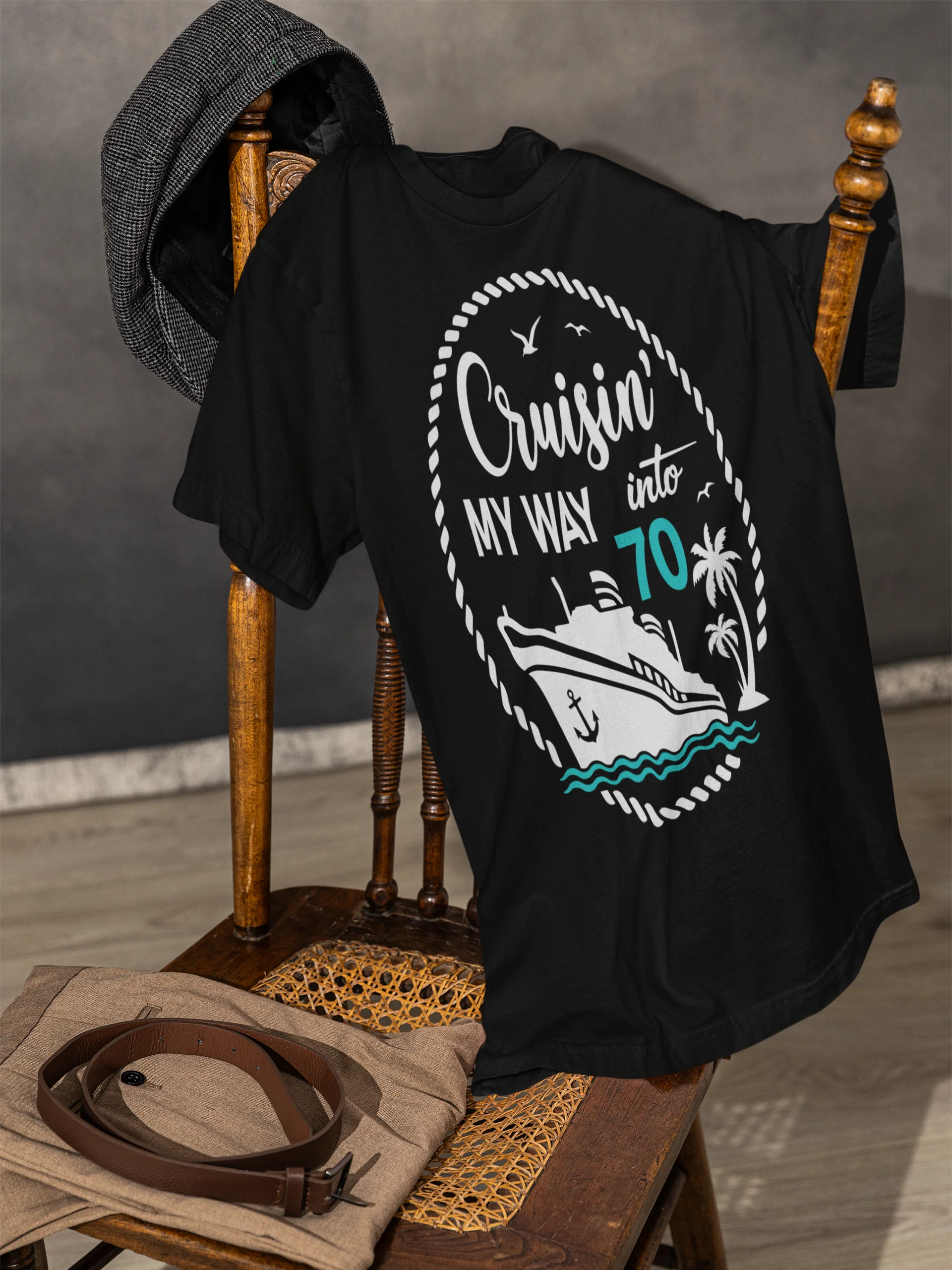 Cruisin' My Way Into 70 Unisex Softstyle T-Shirt Dark Colours product image (3)
