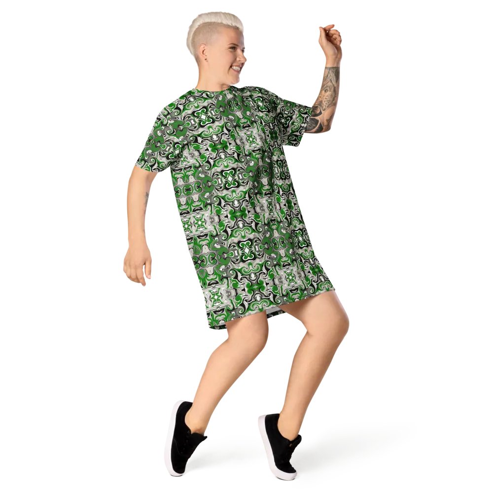 Green Baroque T-Shirt Dress product image (9)