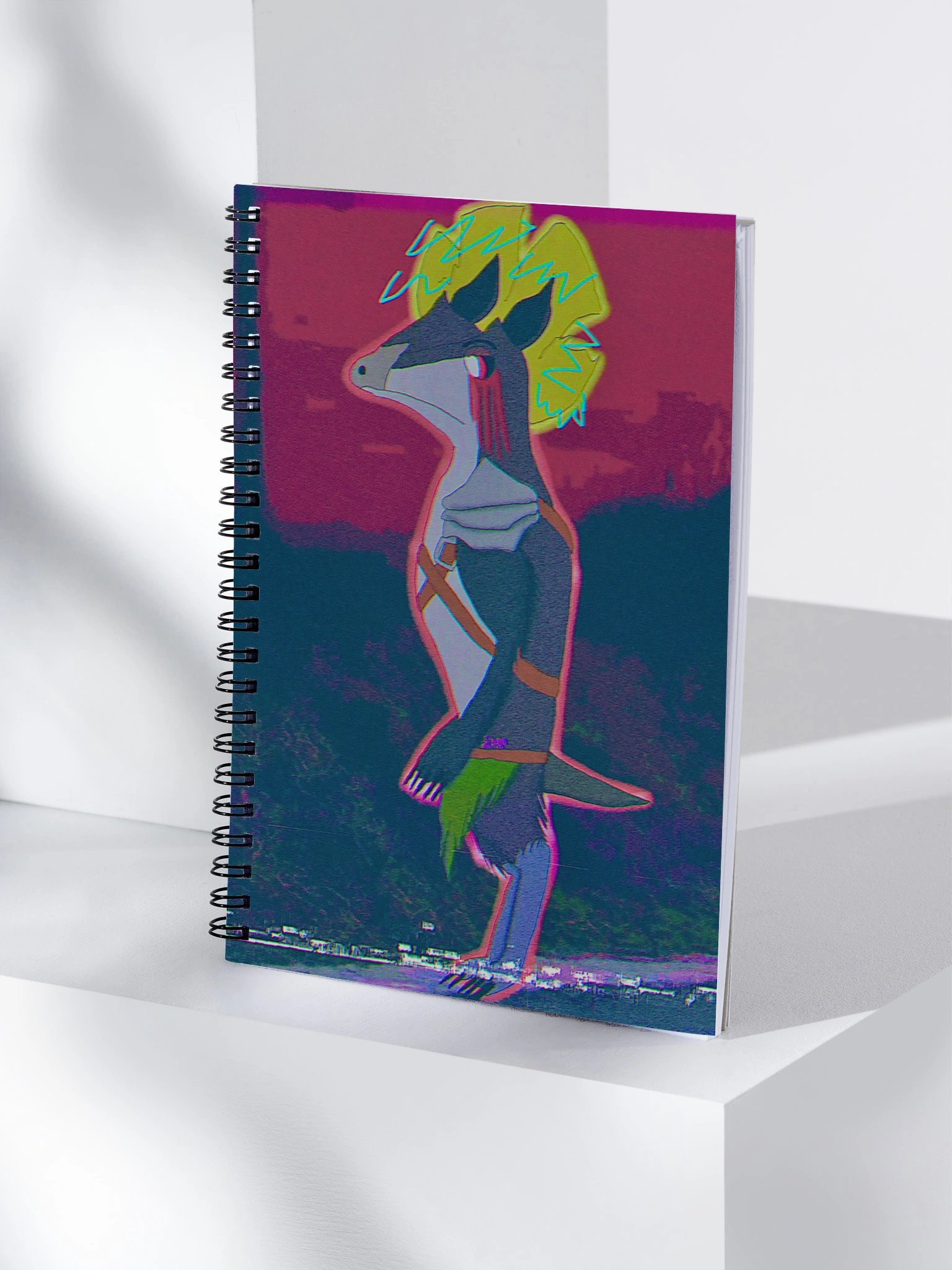 Merihem Neon Fox Glitch Spiral Notebook product image (4)