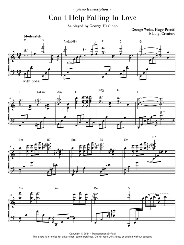 Can't Help Falling In Love - George Harliono product image (1)