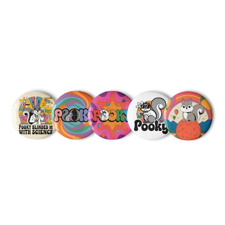 Original Pooky Artwork Buttons: Set of Five -L product image (1)