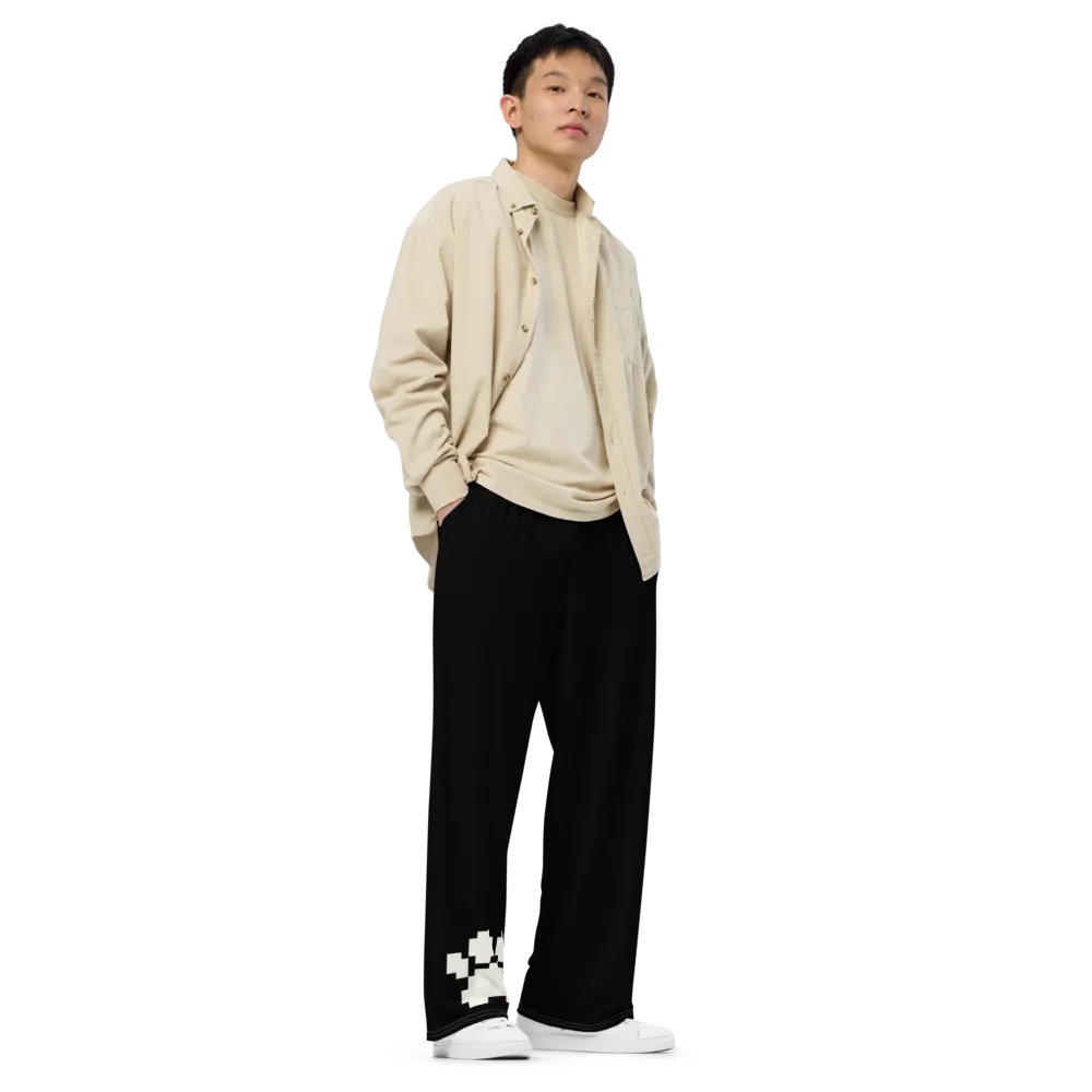 Paw Print Contrast Stitch Wide Leg Pants product image (3)