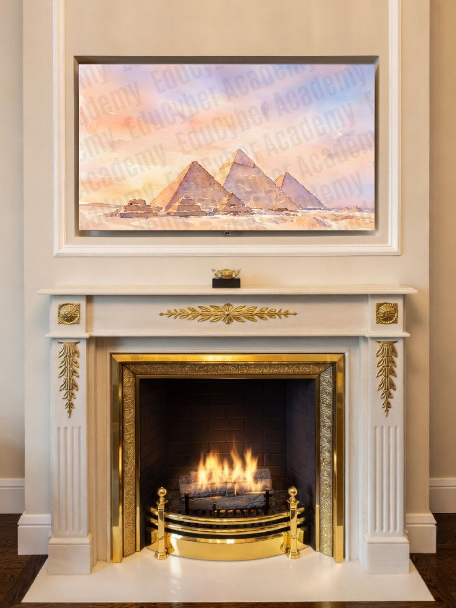 New 7 Wonders of the World Honorary The Great Pyramid of Cheops Frame TV Art Largest Egyptian Pyramid of Giza Khufu Tomb Watercolor Style product image (2)
