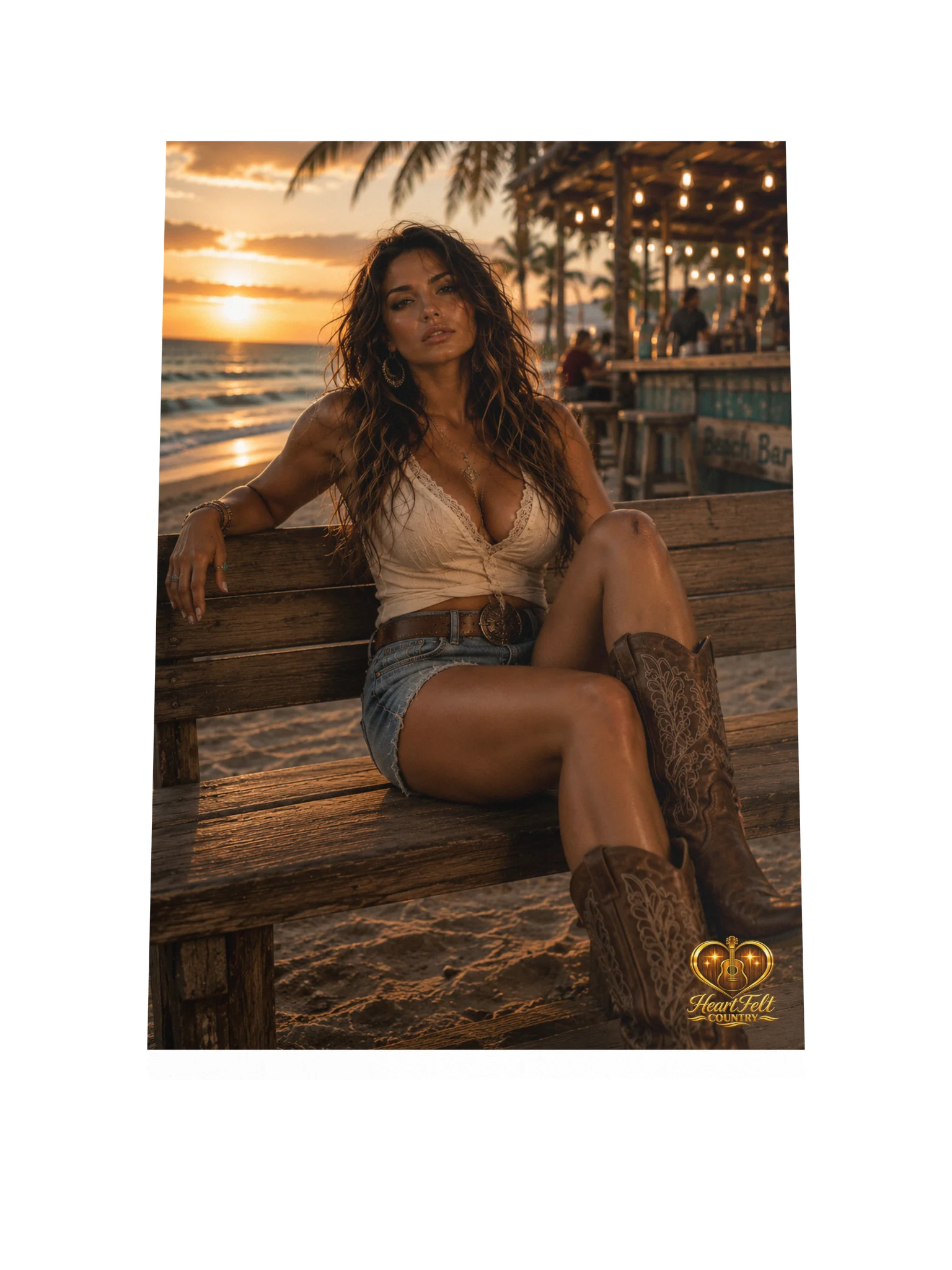 HeartFelt Country Beach Sunset Poster