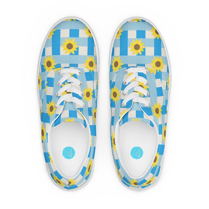 Sunflower Gingham Pattern Lace-Up Shoes in Blue product image (1)