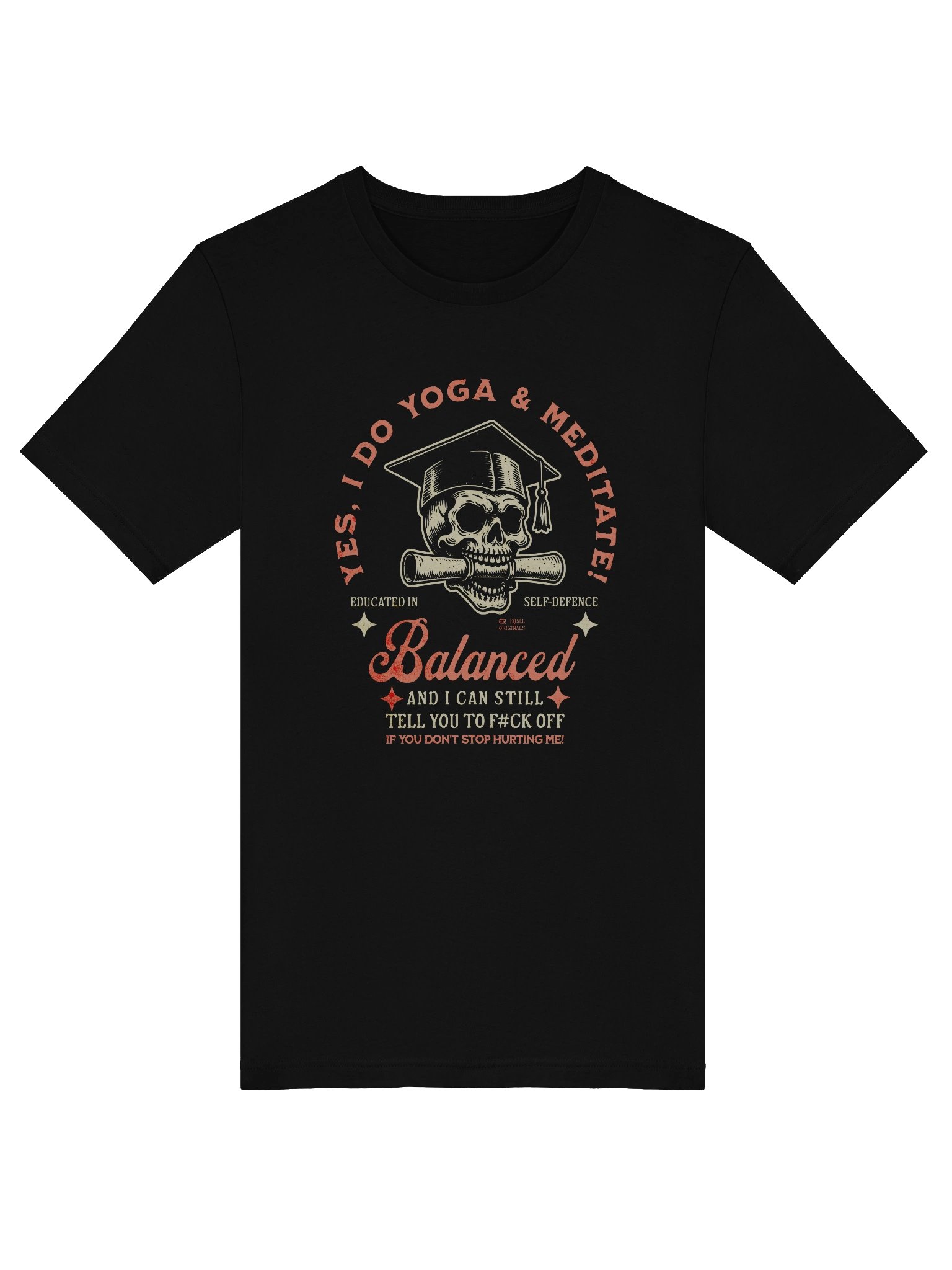 Skull Yes I Do Yoga and Meditate_Self-Defence Bella R3CVR.i Unisex T-shirt_EQALL® Originals_Pink / Beige product image (5)