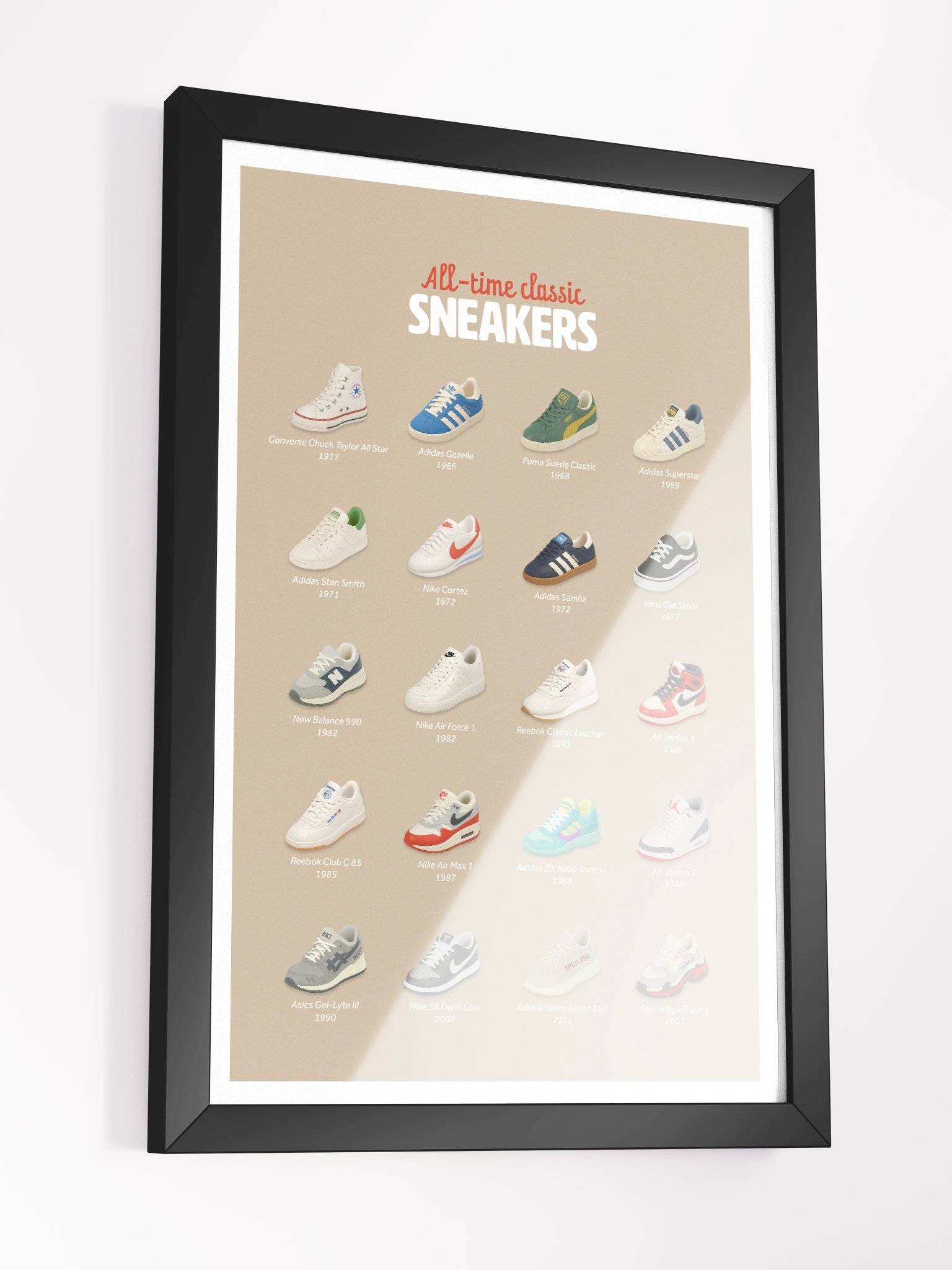 All-Time Classic Sneakers Framed Art Print product image (7)