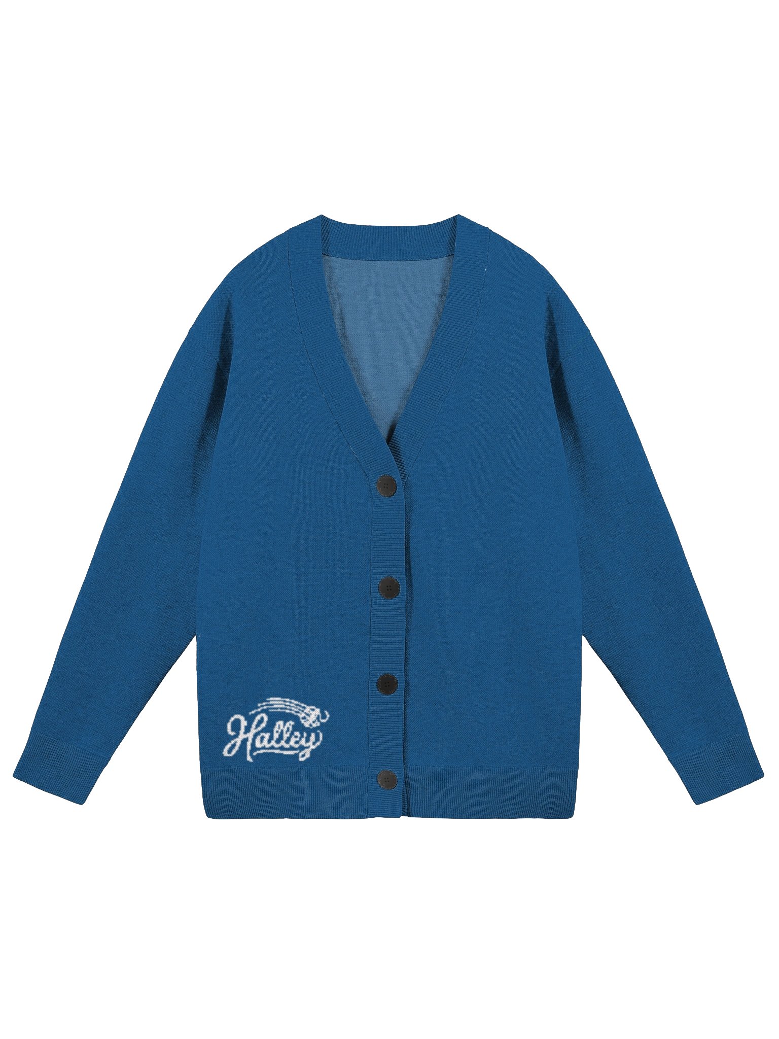 Navy Blue Knitted Cardigan Without Pocket product image (2)