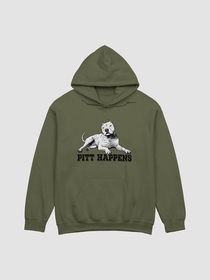 Pitt Happens Hooded Sweatshirt of a Pitbull Terrier (Cropped Ears - White) | Funny Hoodie for Pitbull, Bully, and Staffordshire Terrier Paw-rents product image (1)