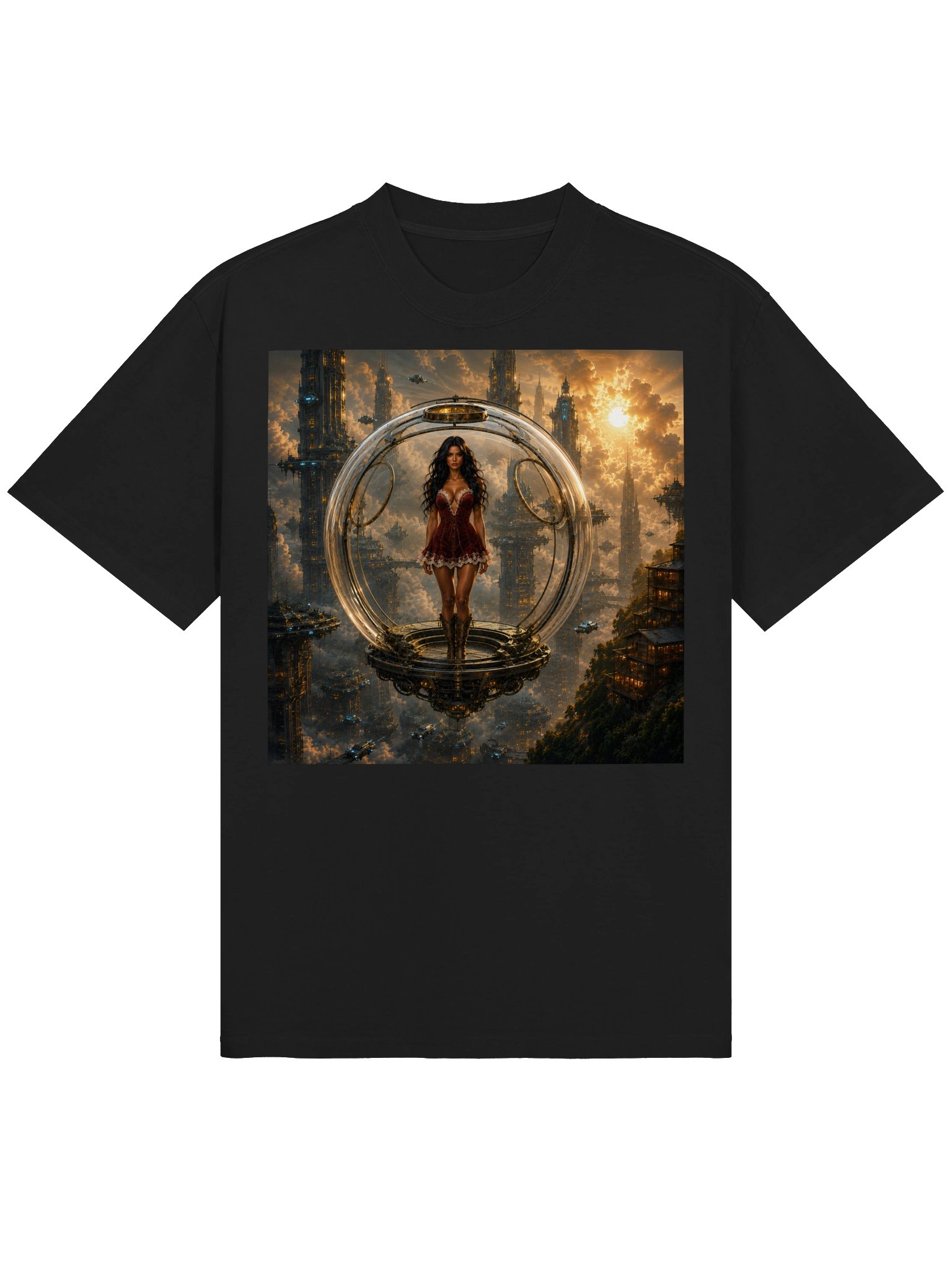 Futuristic Sci Fi T Shirt Cyberpunk Space City Gift for Tech Lovers Coworkers Valentine’s Day product image (2)