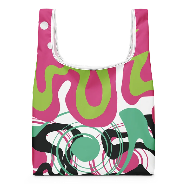 Retro-Waves Tote Bag – Stylische Einkaufstasche in Pink & Grün product image (1)
