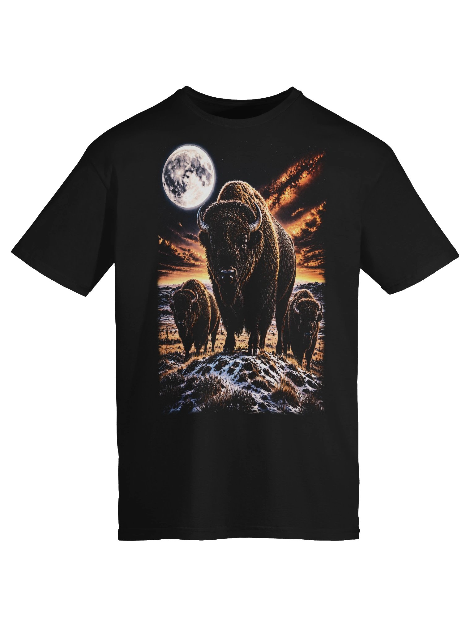 American Bison Howling Moon Tshirt | Legendary Wildlife Shirt product image (4)