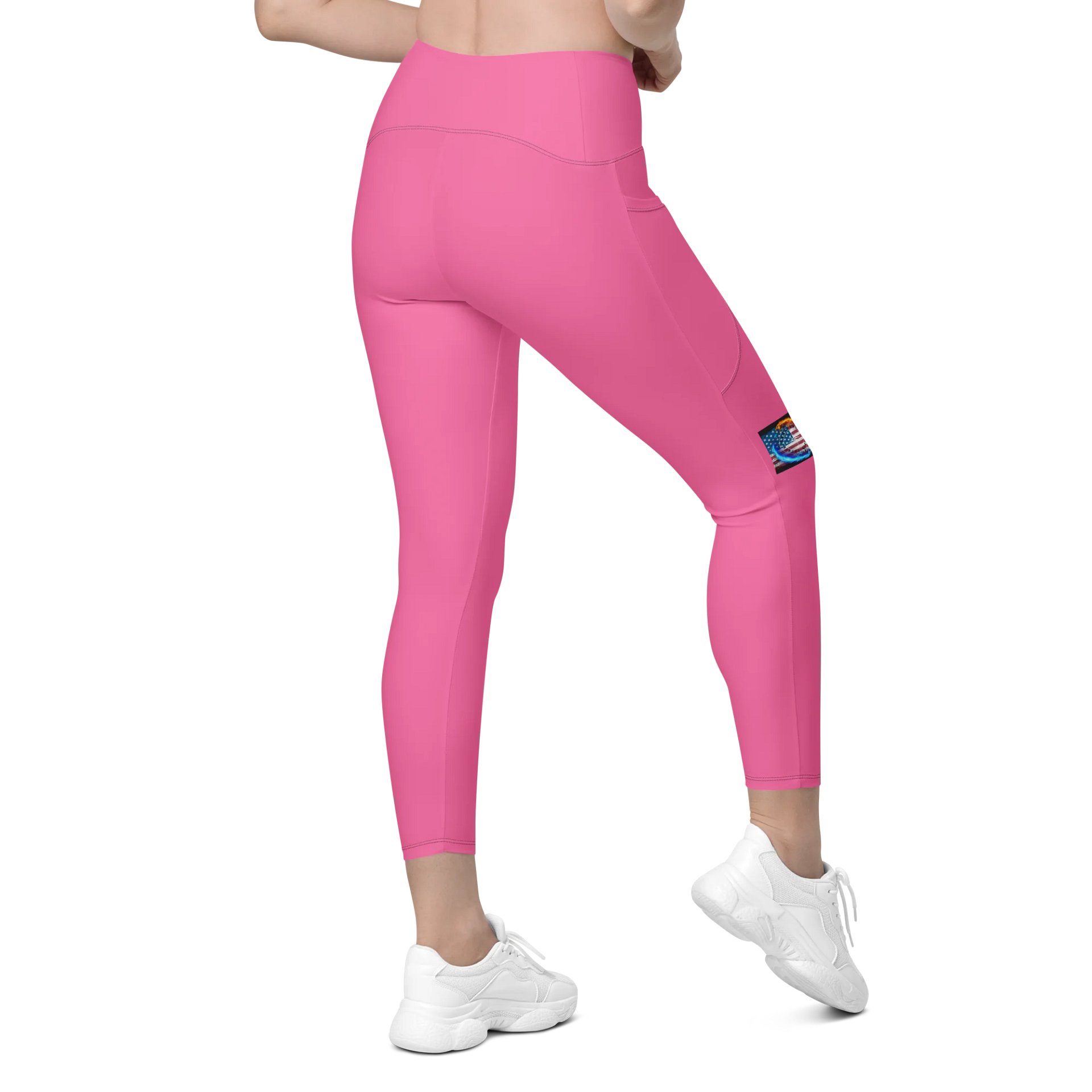 Leggings w pockets small logo pink product image (8)