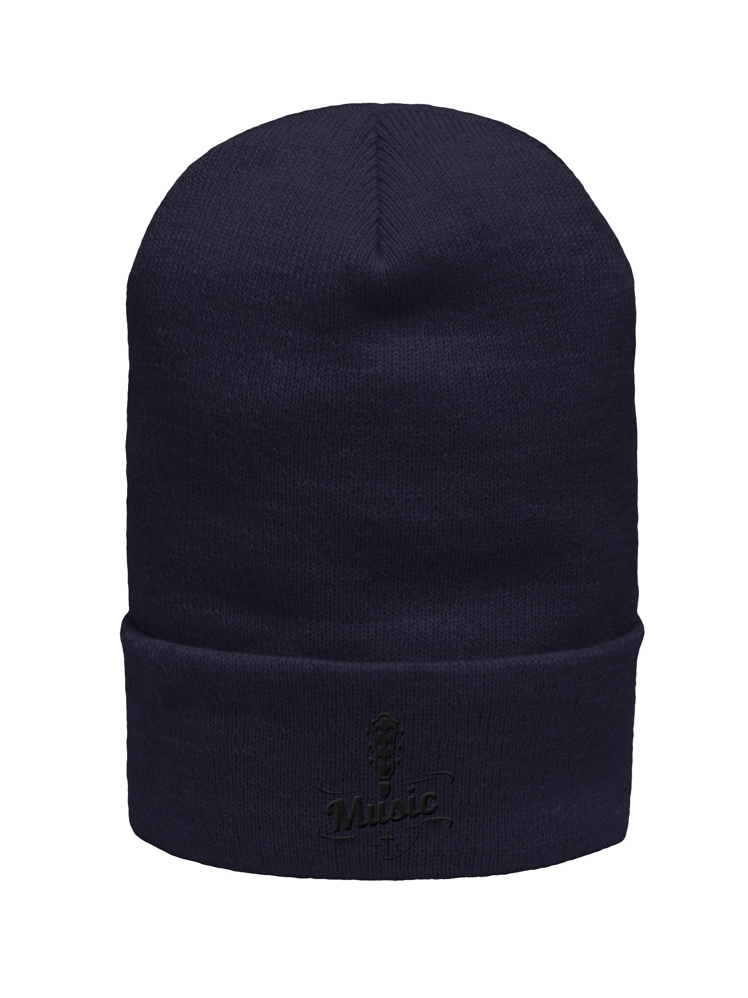 Midnight Black Yupoong Cuffed Beanie Black Stitching product image (2)