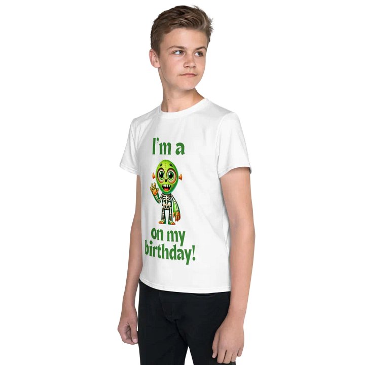 Cheerful Skeleton Birthday Party Youth T-Shirt product image (2)
