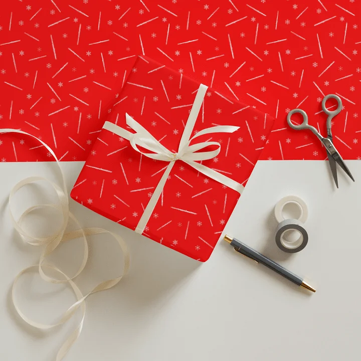 Flutes and Snowflakes - C Flute - Red Gift Wrap Paper Sheets product image (1)