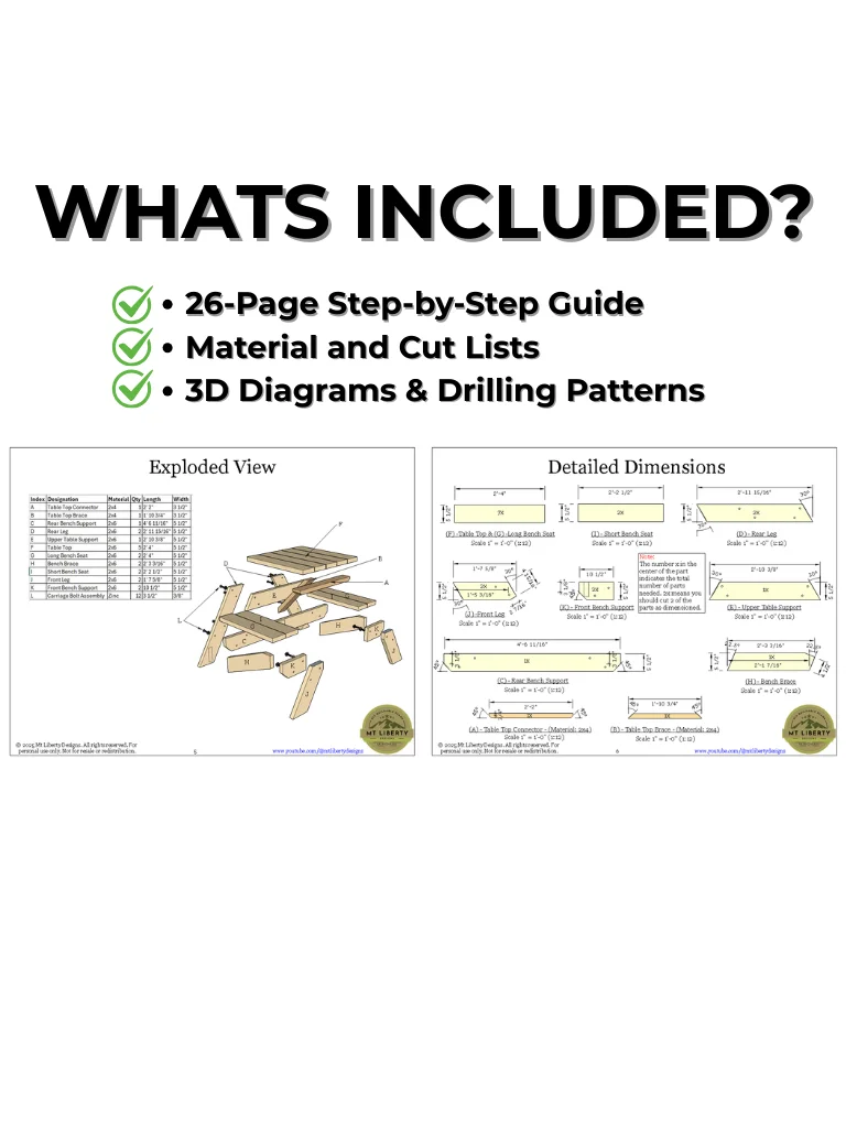 2 Person Picnic Table: DIY Build Plans & Construction Guide product image (4)