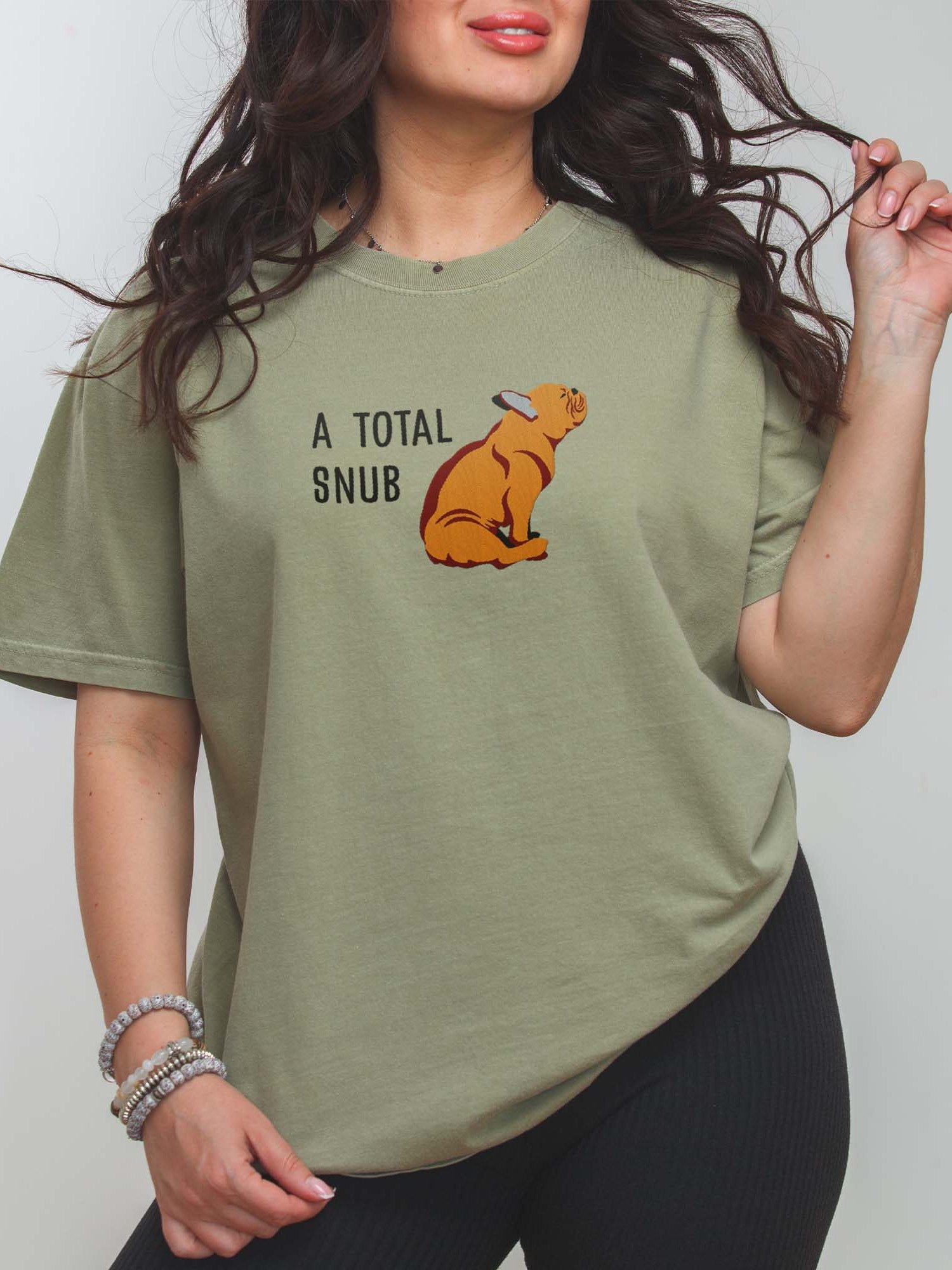 A Total Snub T-Shirt(Embroidered) of a French Bulldog(Tan) product image (2)