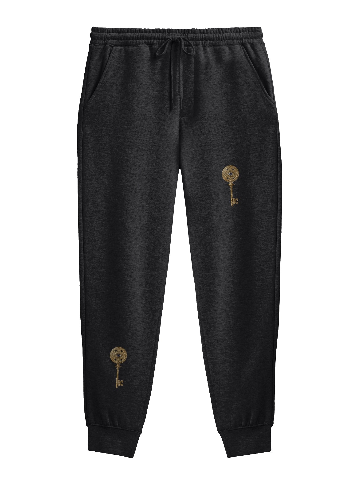 The Gatekeeper’s Key Midweight Fleece Pant – Diagonal Dual Leg Print | Black | product image (1)