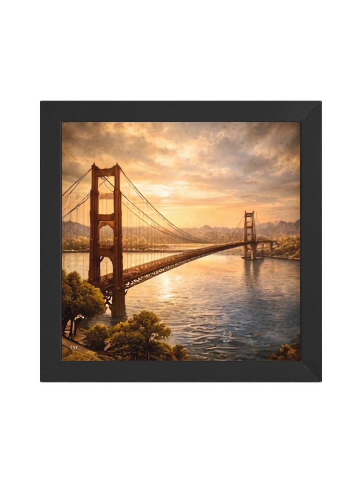Golden Gate Sunset: San Francisco in Gold Vibrant Ayous Wood Framed Matte Poster product image (2)