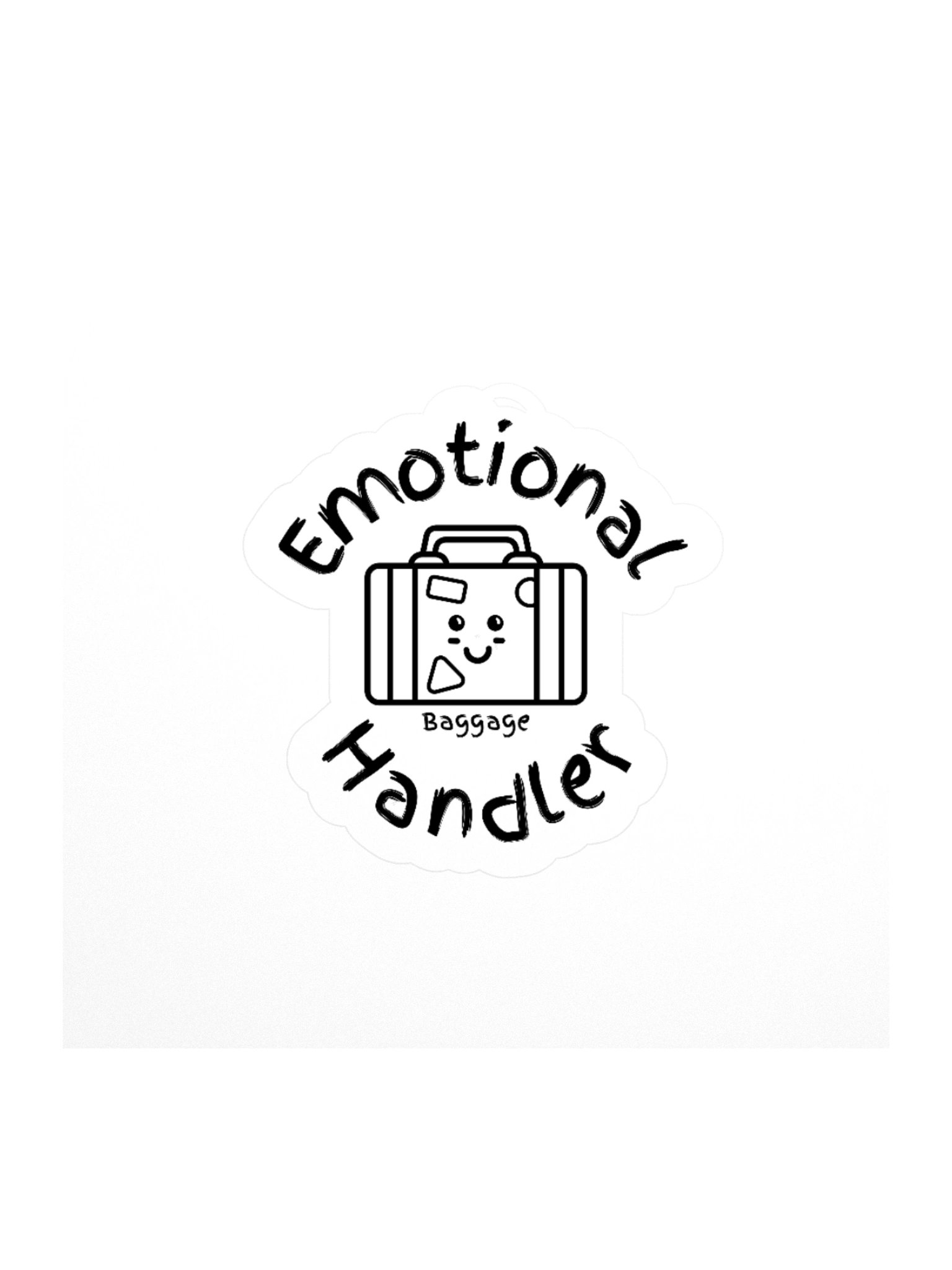 Emotional Baggage Handler Sticker With Smiling Baggage-Black and White product image (1)