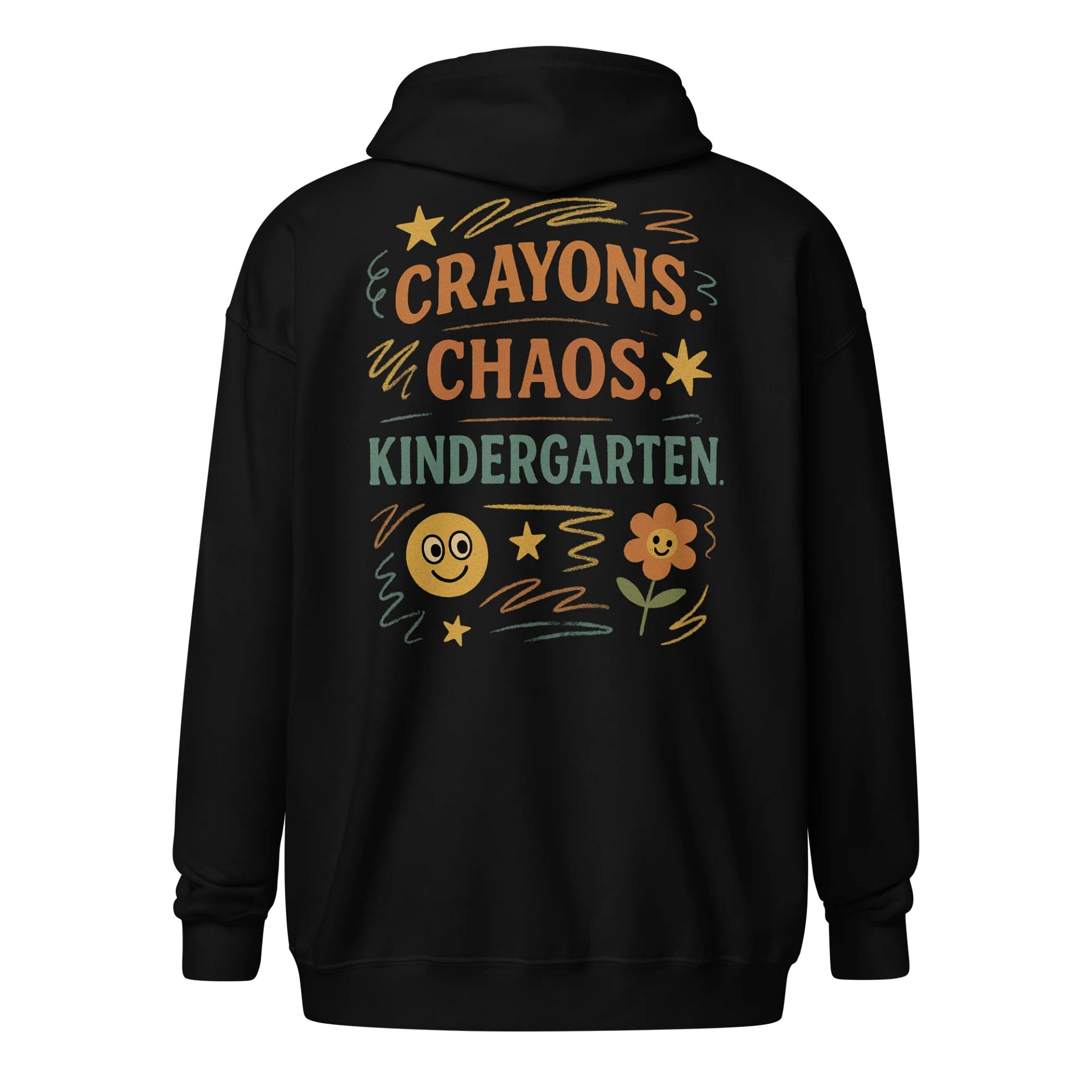 Crayons. Chaos. Kindergarten. Zip Hoodie – Funny Teacher Hoodie product image (1)