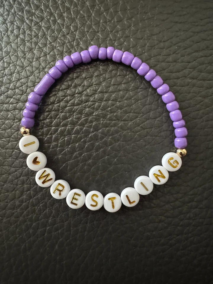 I Heart Wrestling Lavender Beaded Bracelet product image (1)