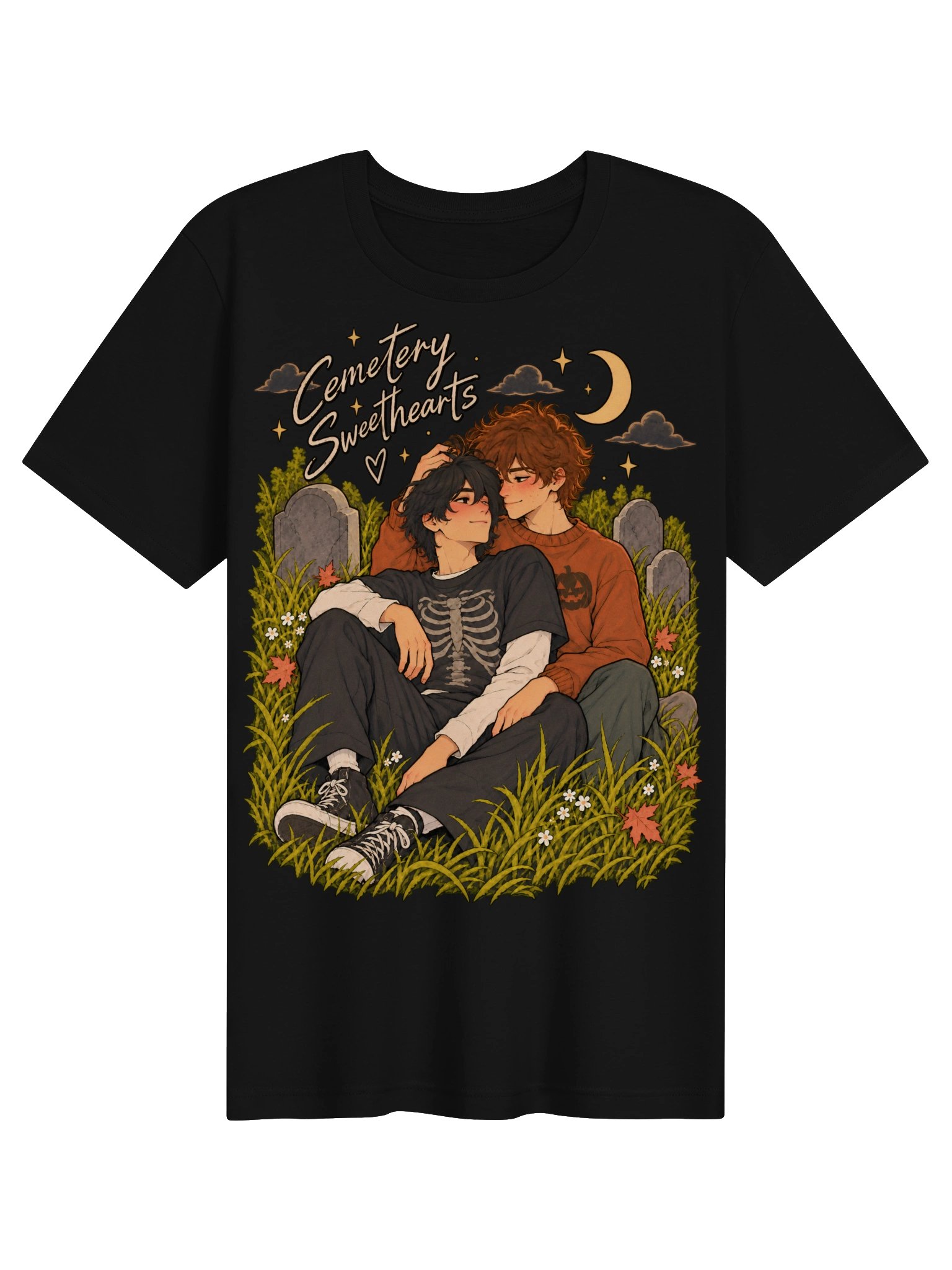 Cemetery Sweethearts Tee | Halloween Queer Graphic Tee product image (5)