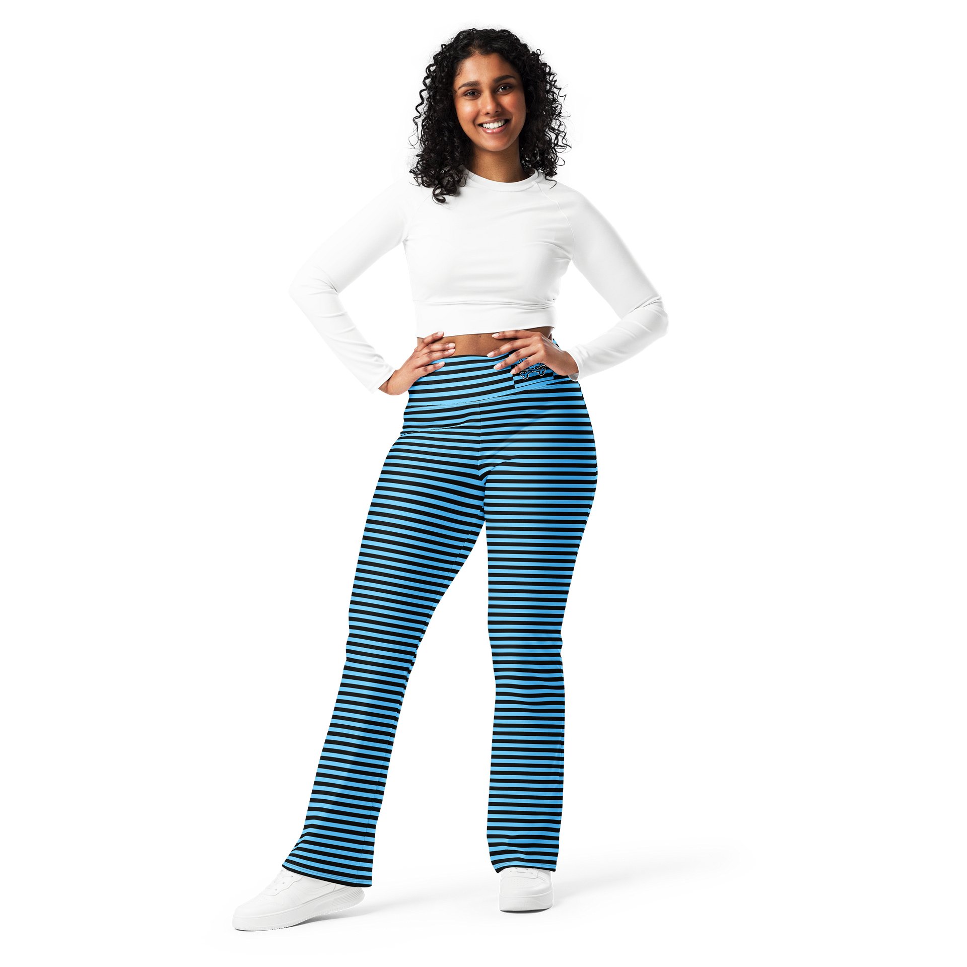 Blue and Blaque Stripped Kat Skull Flares product image (10)