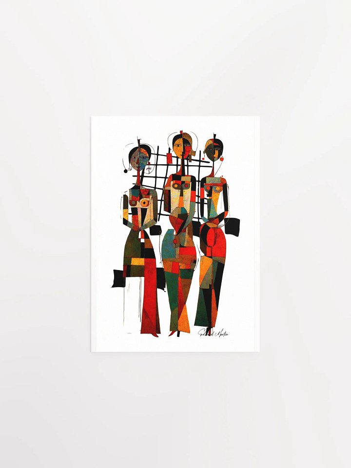 'Kiki Girls' by Edward Martin-Mixed Media Collage-Abstract Geometric Figures Poster product image (2)