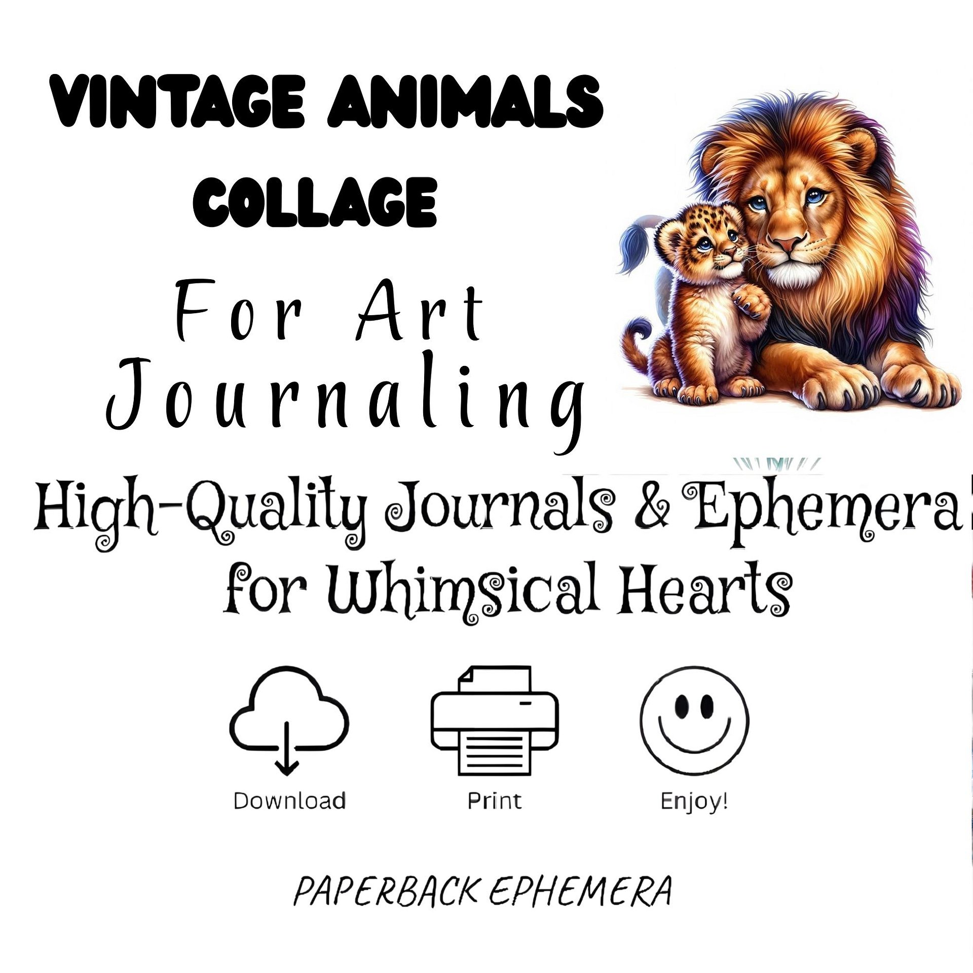 Animal Ephemera Printable PDF – 12 Woodland & Wild Animal Junk Journal Pages product image (5)