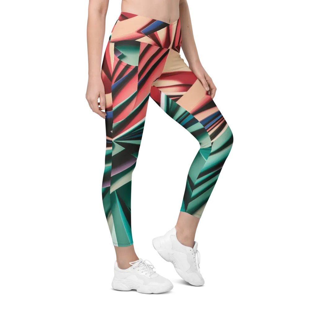 Abstract Geometric Women's Crossover Leggings in Vibrant Colors (2XS-6XL) product image (9)