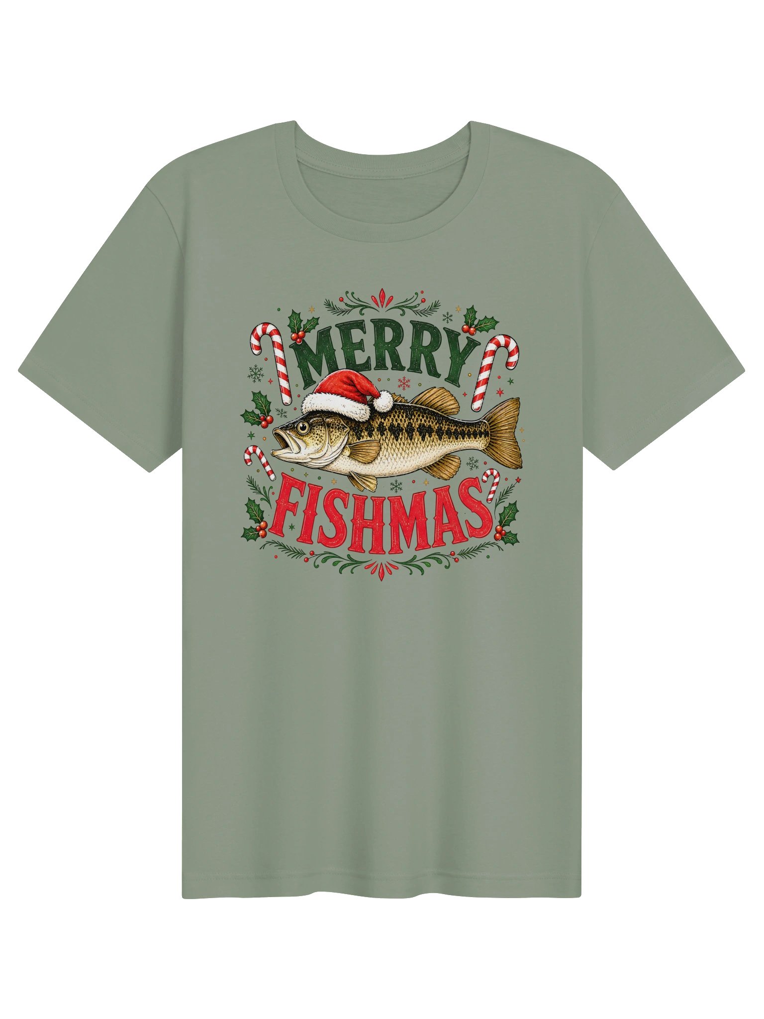 Merry Fishmas Christmas Fishing T-Shirt | Funny Fisherman Holiday Tee product image (7)
