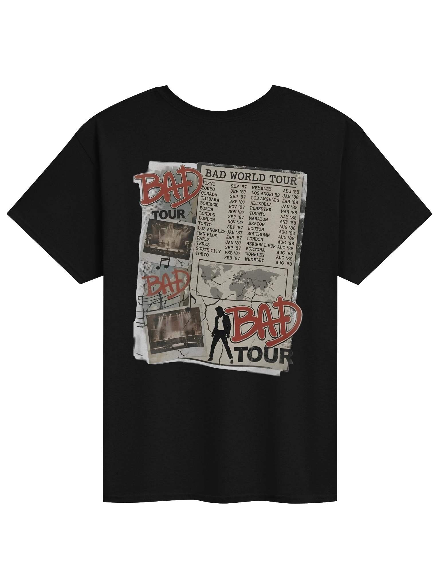Vintage Michael Jackson Bad World Tour T-Shirt. Retro 2-Sided 