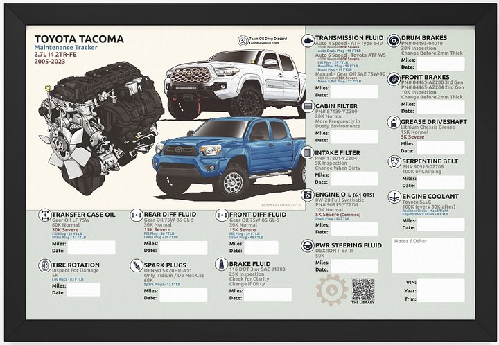 2TR-FE 2.7L I4 MAINTENANCE TRACKER V1.0 - FRAMED product image (1)
