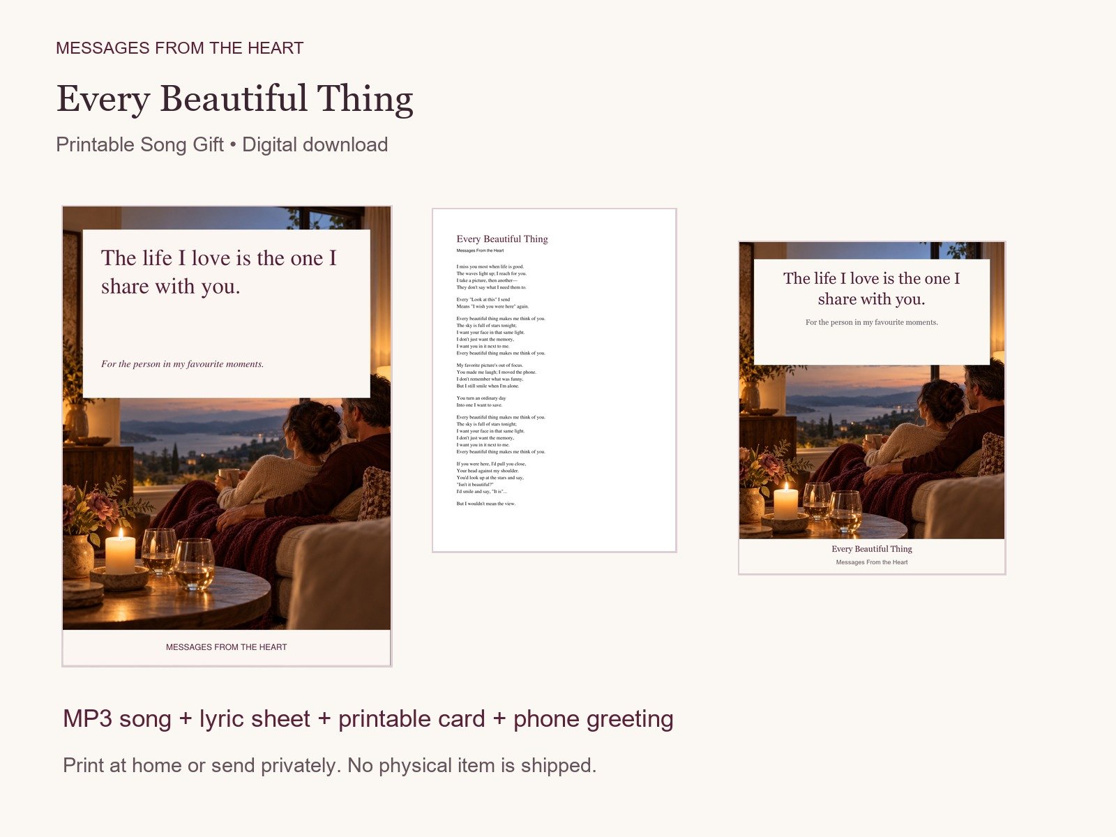 Every Beautiful Thing — Printable Song Gift product image (1)