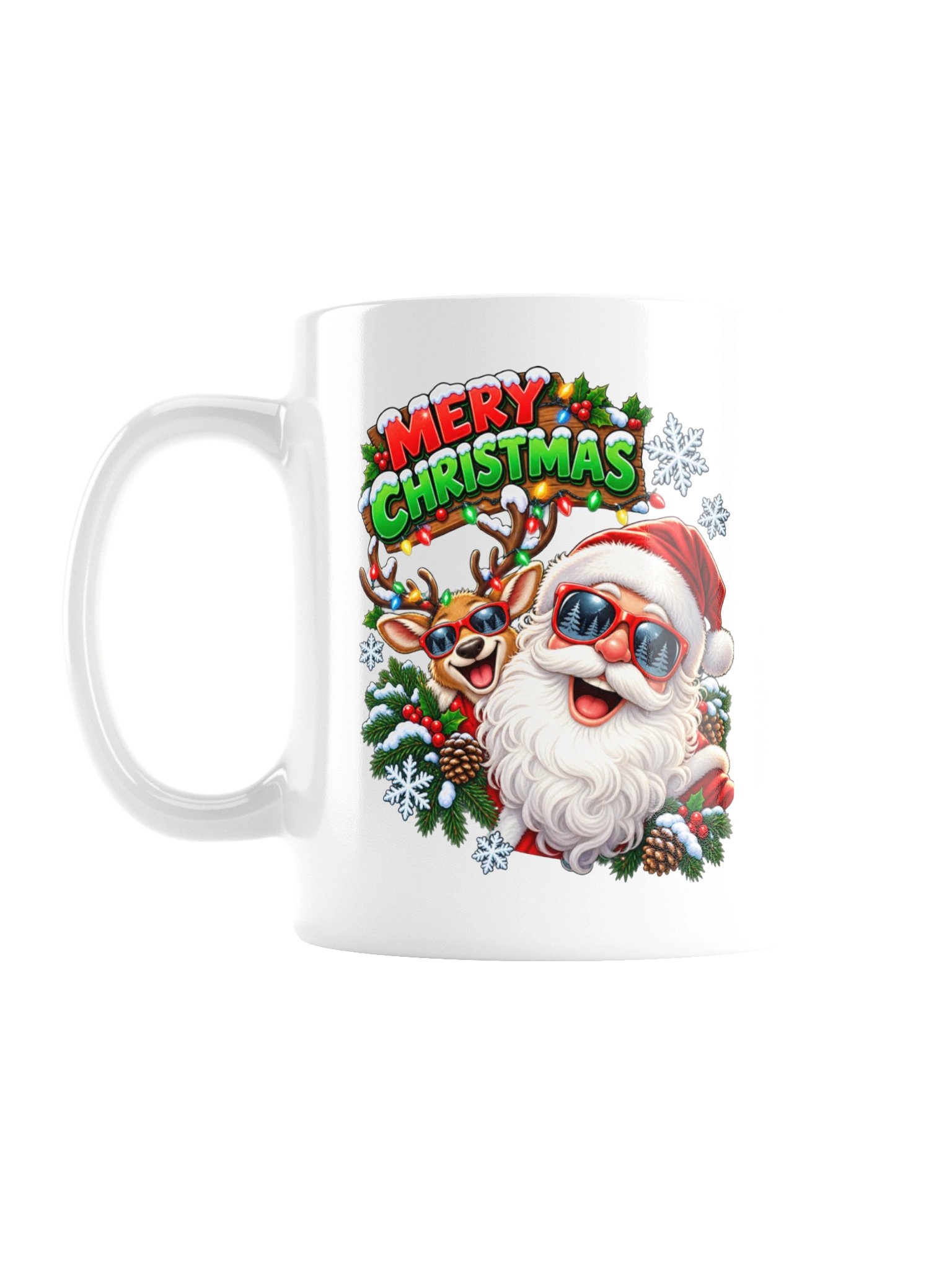 Merry Christmas — Santa & Reindeer Holiday Selfie - Mug product image (1)