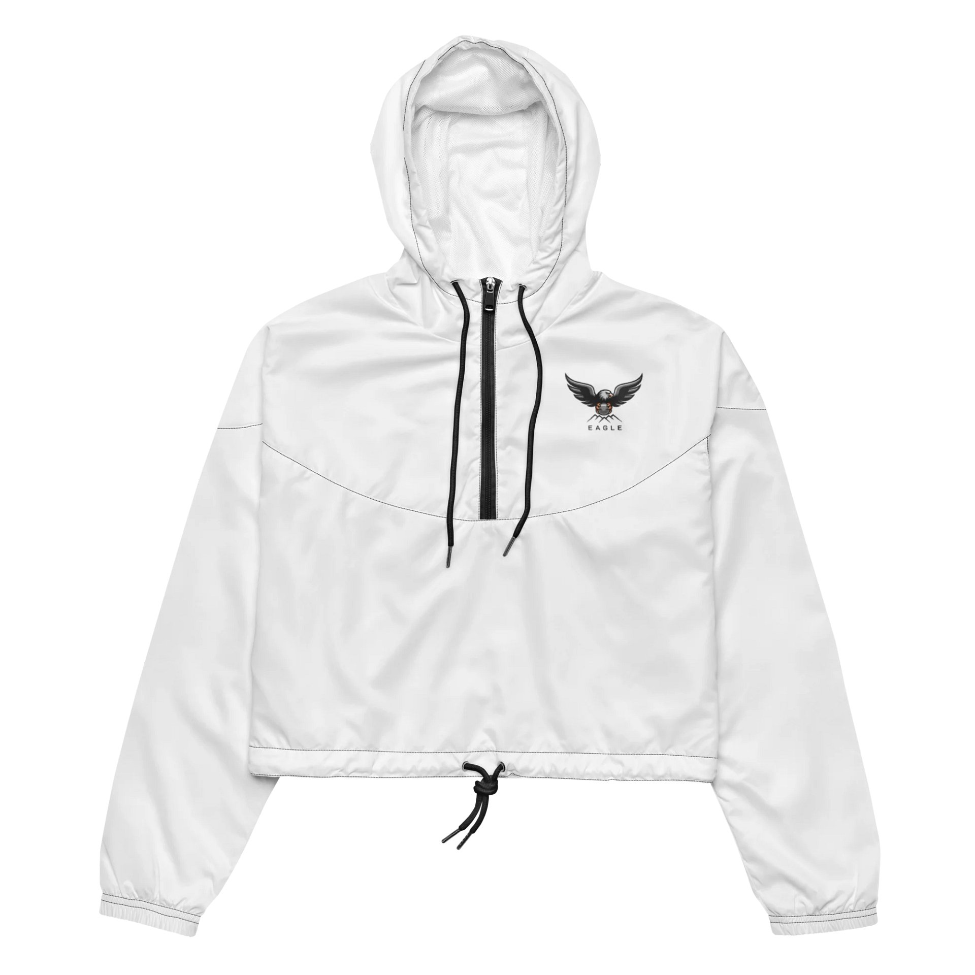Eagle All-Over Print Women’s Cropped Windbreaker - White, Bold Design, Lightweight product image (2)