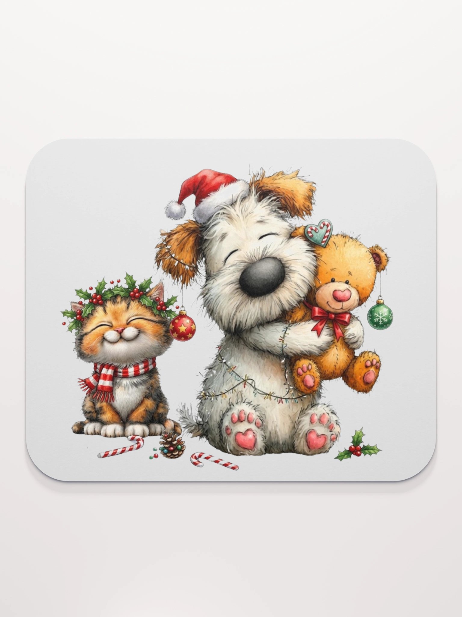Christmas Dog Cat & Teddy Mouse Pad product image (2)