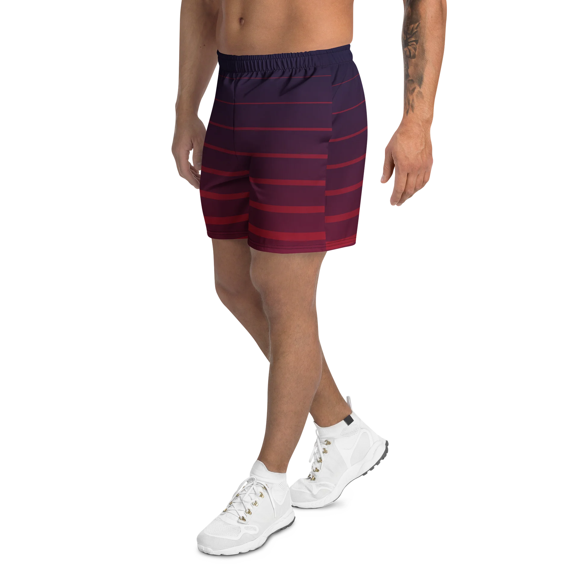Purple Red Abstract Athletic Long Shorts product image (3)