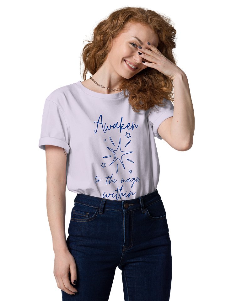 Awaken to the Magic Within: Organic Tee navy lettering product image (5)