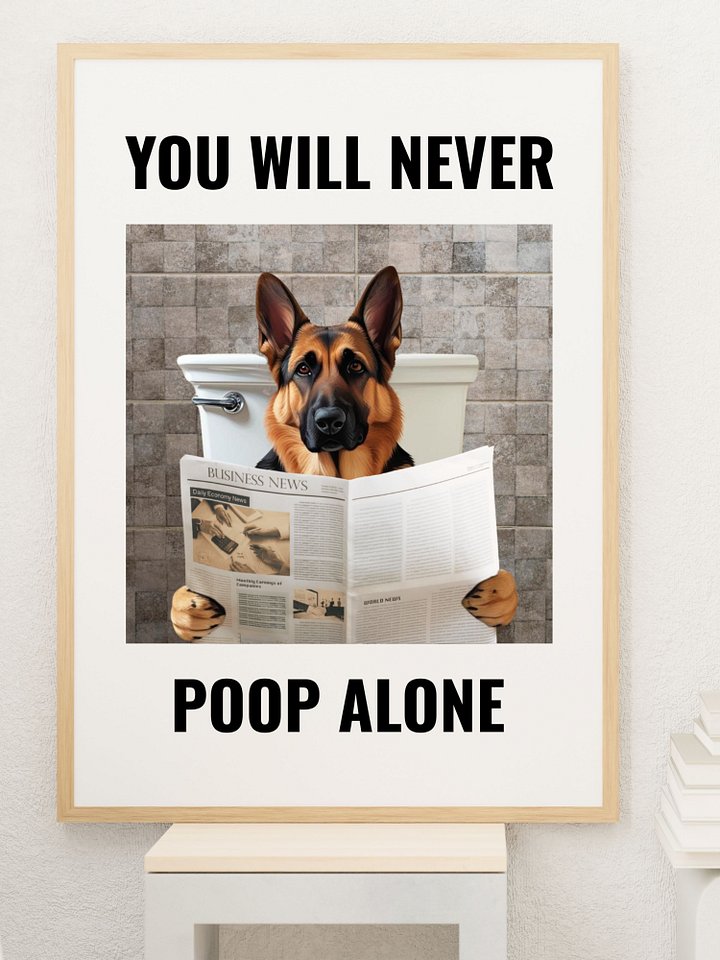 German Shepherd On Toilet Bathroom Downloadable Wall Art product image (1)