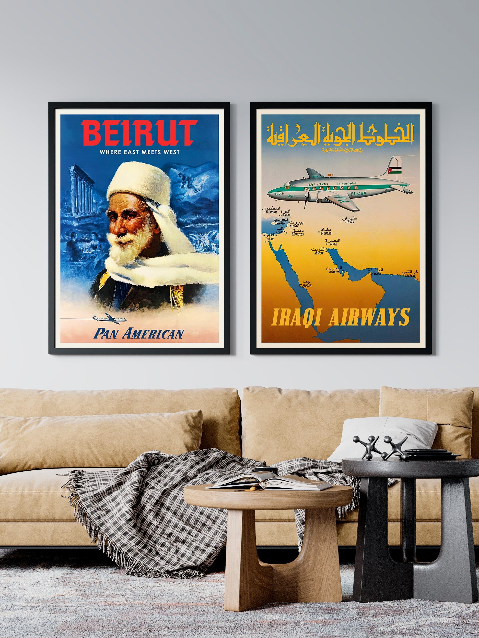 Iraqi Airways, Baghdad Iraq, Middle East 1950s [RARE poster] — Retro vintage travel poster product image (2)